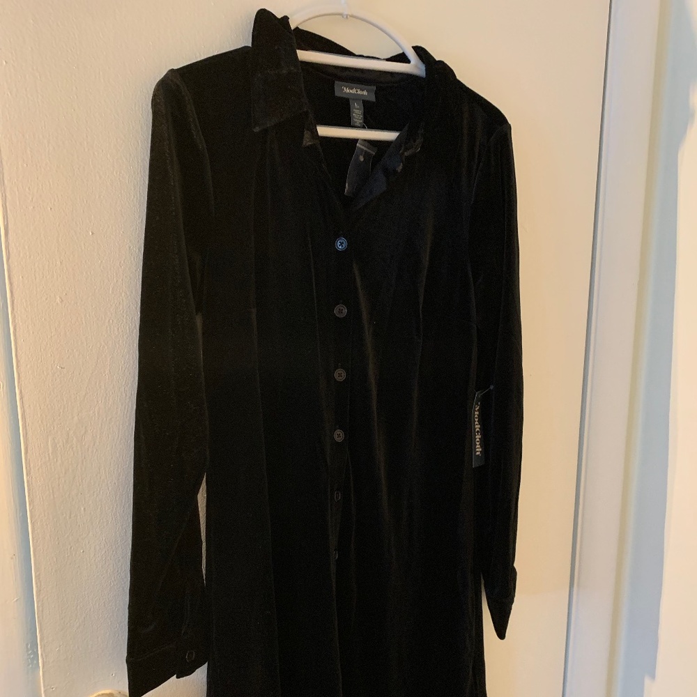 Black Velvet Shirt Dress, Modcloth, Large